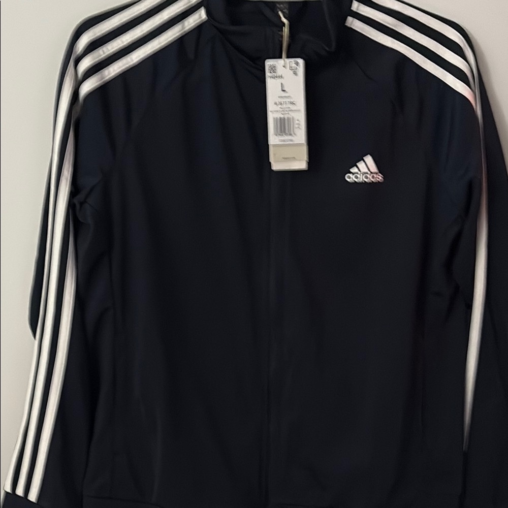 Adidas Black Track Jacket with White Stripes